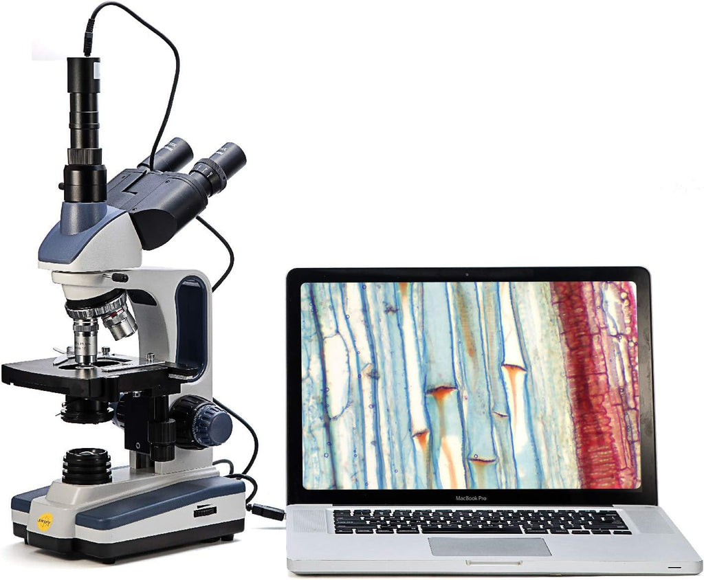 40X-2500X Trinocular Compound Lab Microscope with Wide-Field 10X and 25X Eyepieces U7390
