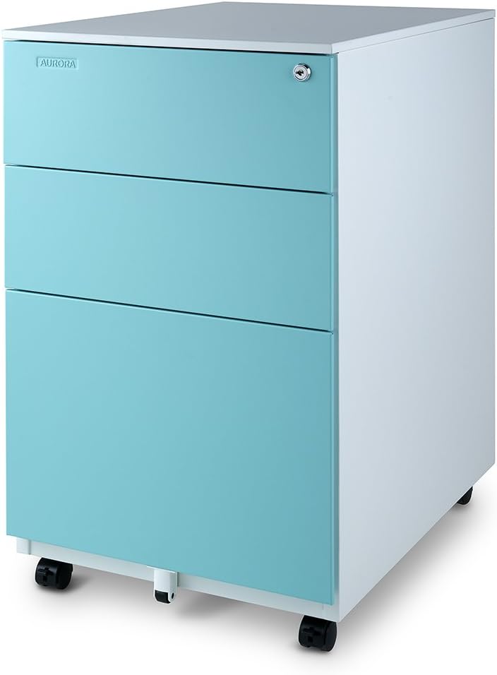 White 3 Drawer Metal File Cabinet with Lock L82539
