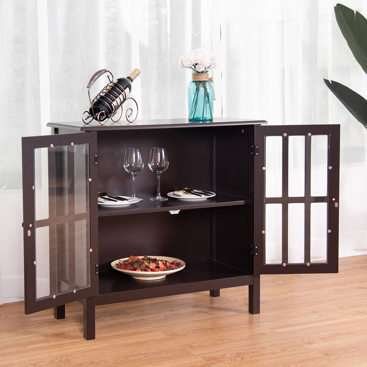 Brown Glass Door Sideboard Cabinet J70500