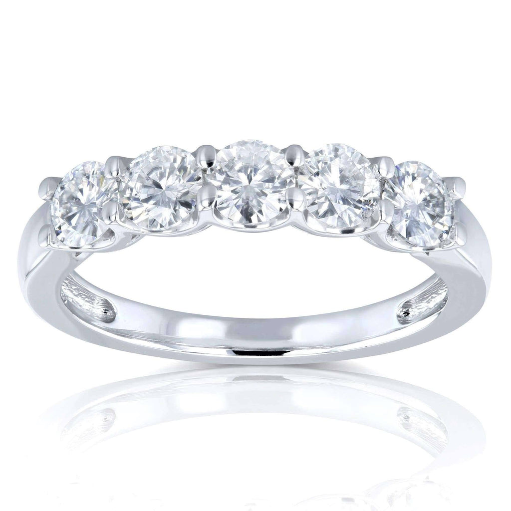 4/5 Carat Round Brilliant Near Colorless Moissanite Bridal Wedding Band 14K White Gold A760