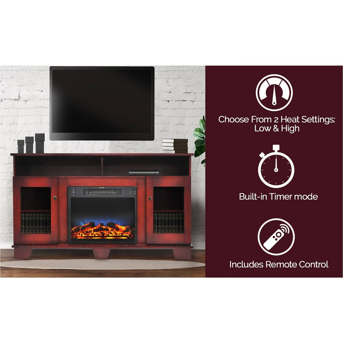 Cherry Electric Fireplace with Entertainment Stand L104