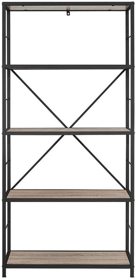 4 Tier Wood Metal Bookcase 60 Inch Dark Walnut L231675