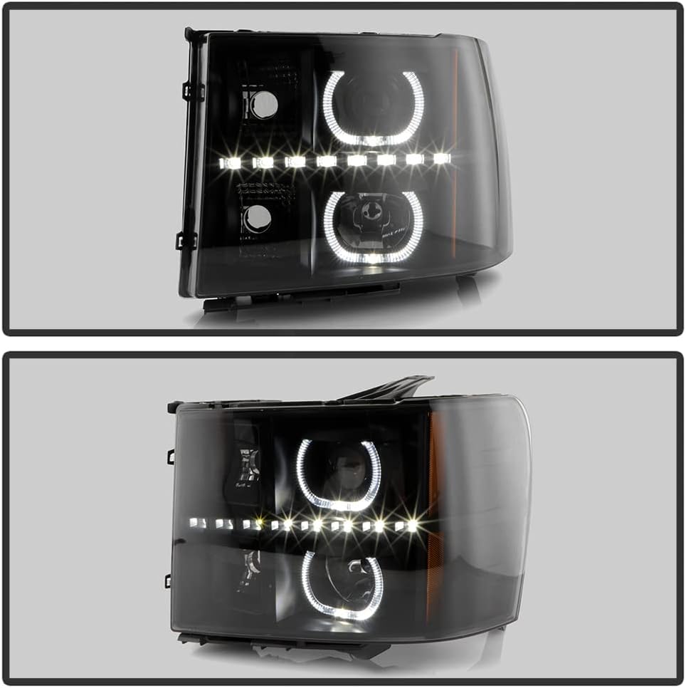 Blk Smoke LED Projector Headlights Driver + Passenger Side T71869