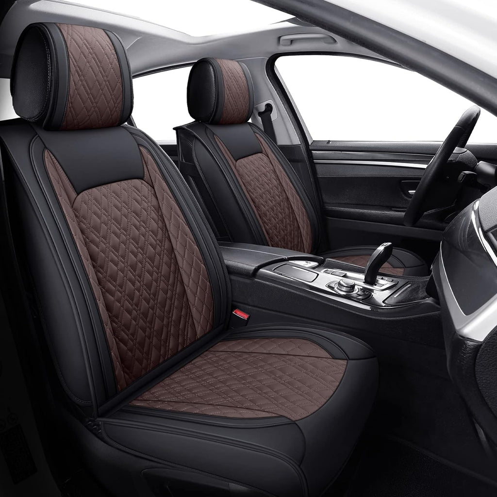 Universal Leather Full Seat Covers Full Set Black-Red A65894