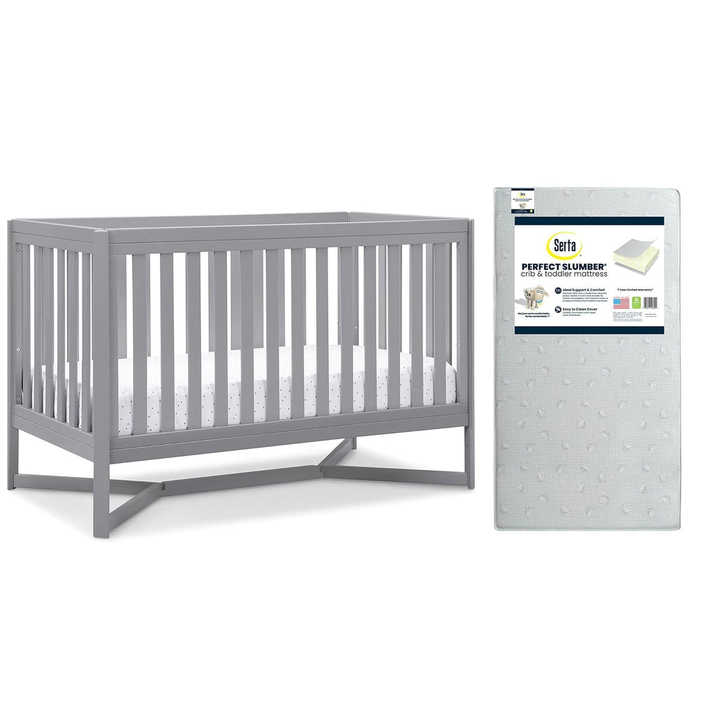 4-in-1 Convertible Crib and Dual Sided Crib & Toddler Mattress P114873