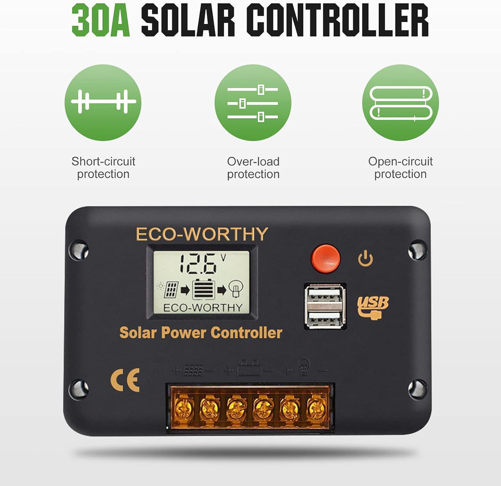 100 Watt 12 Volt Solar Panel Kit with Charge Controller and Mounting Brackets K9597