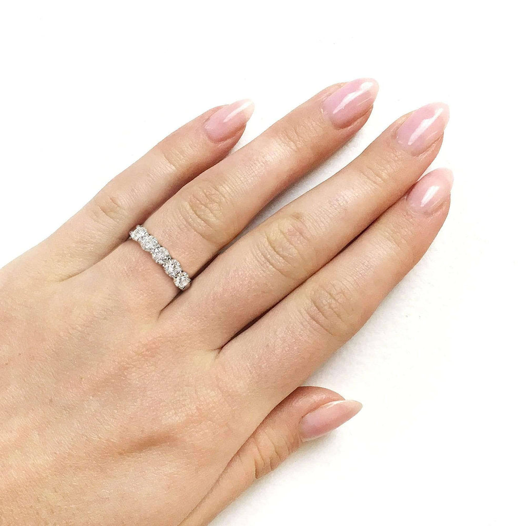4/5 Carat Round Brilliant Near Colorless Moissanite Bridal Wedding Band 14K White Gold A760