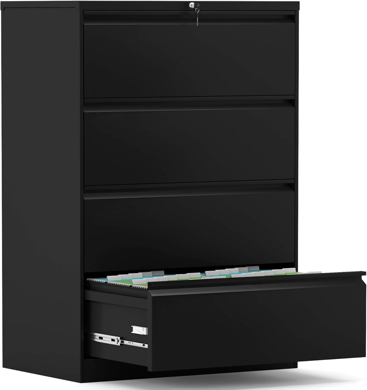 Black 4 Drawer Metal Filing Cabinet with Lock P890019