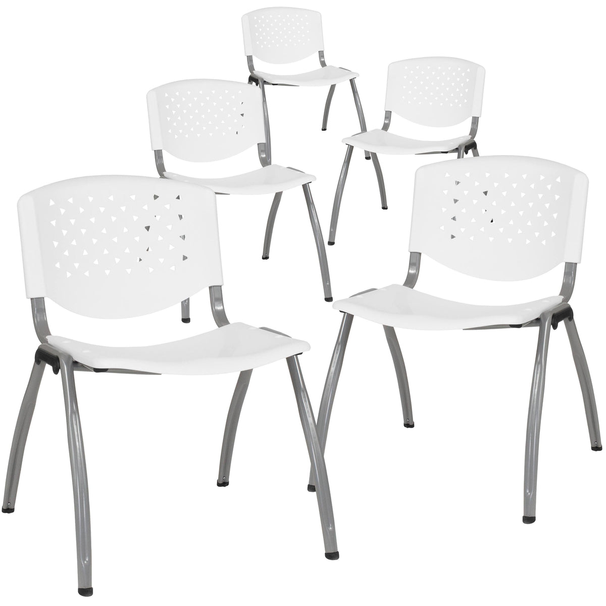 Orange Plastic Stack Chair with Titanium Frame D59971