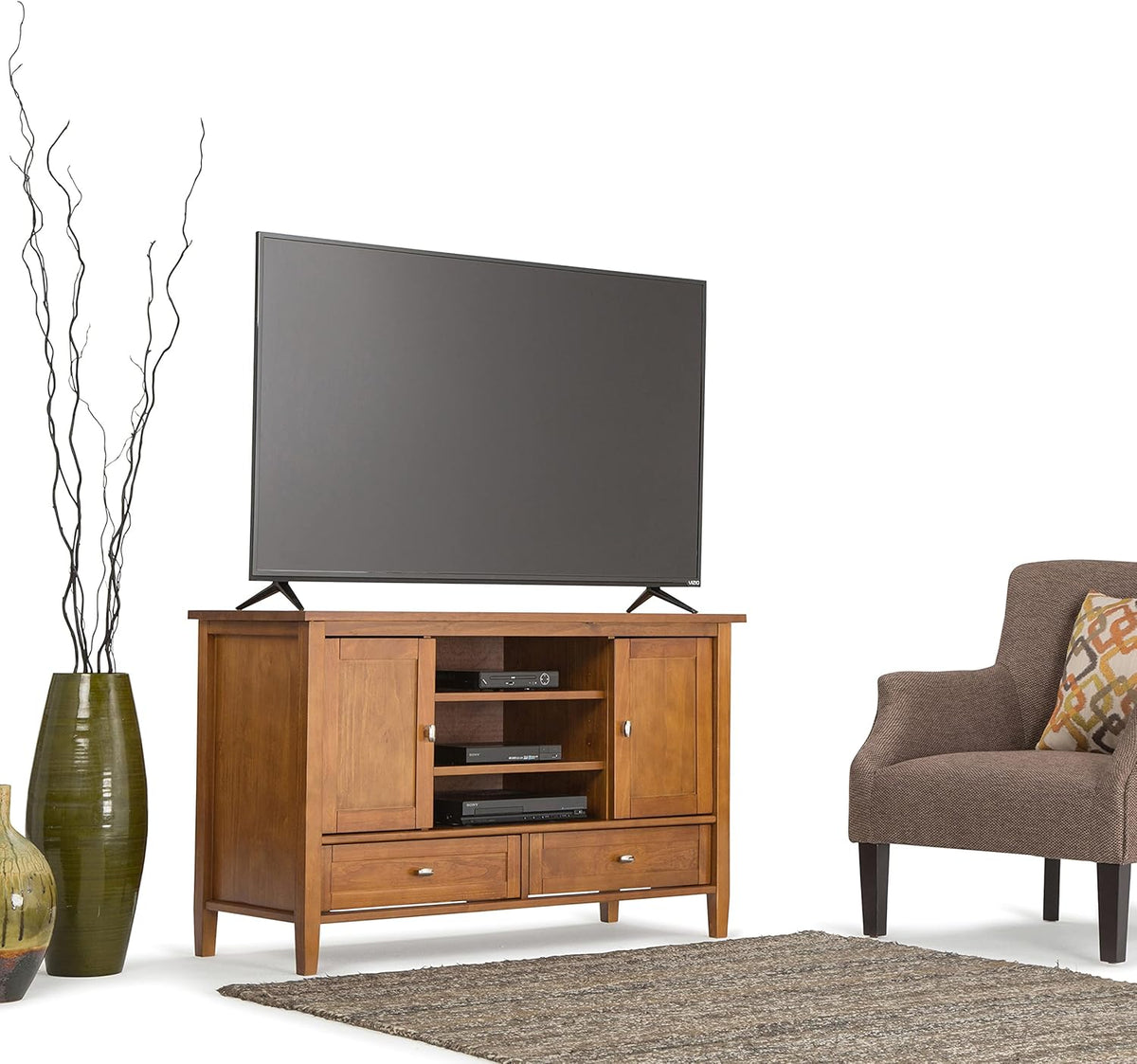 Black 47 inch Wide Solid Wood TV Media Stand J316