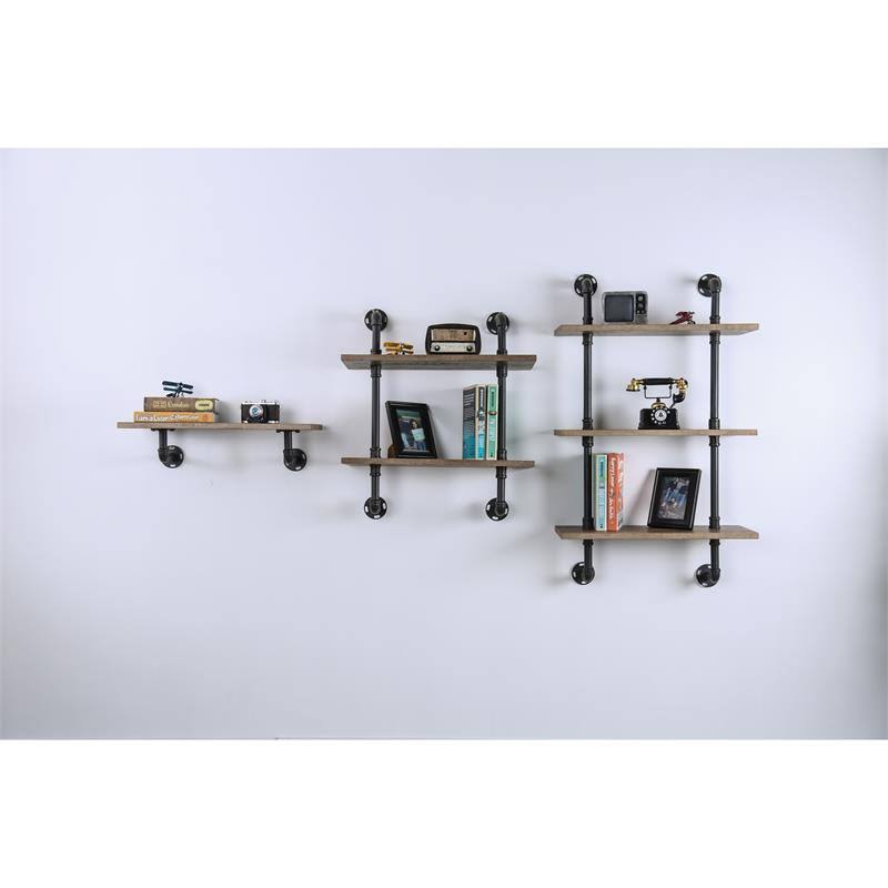 Industrial Wood 3-Tier Wall Display Shelf U350