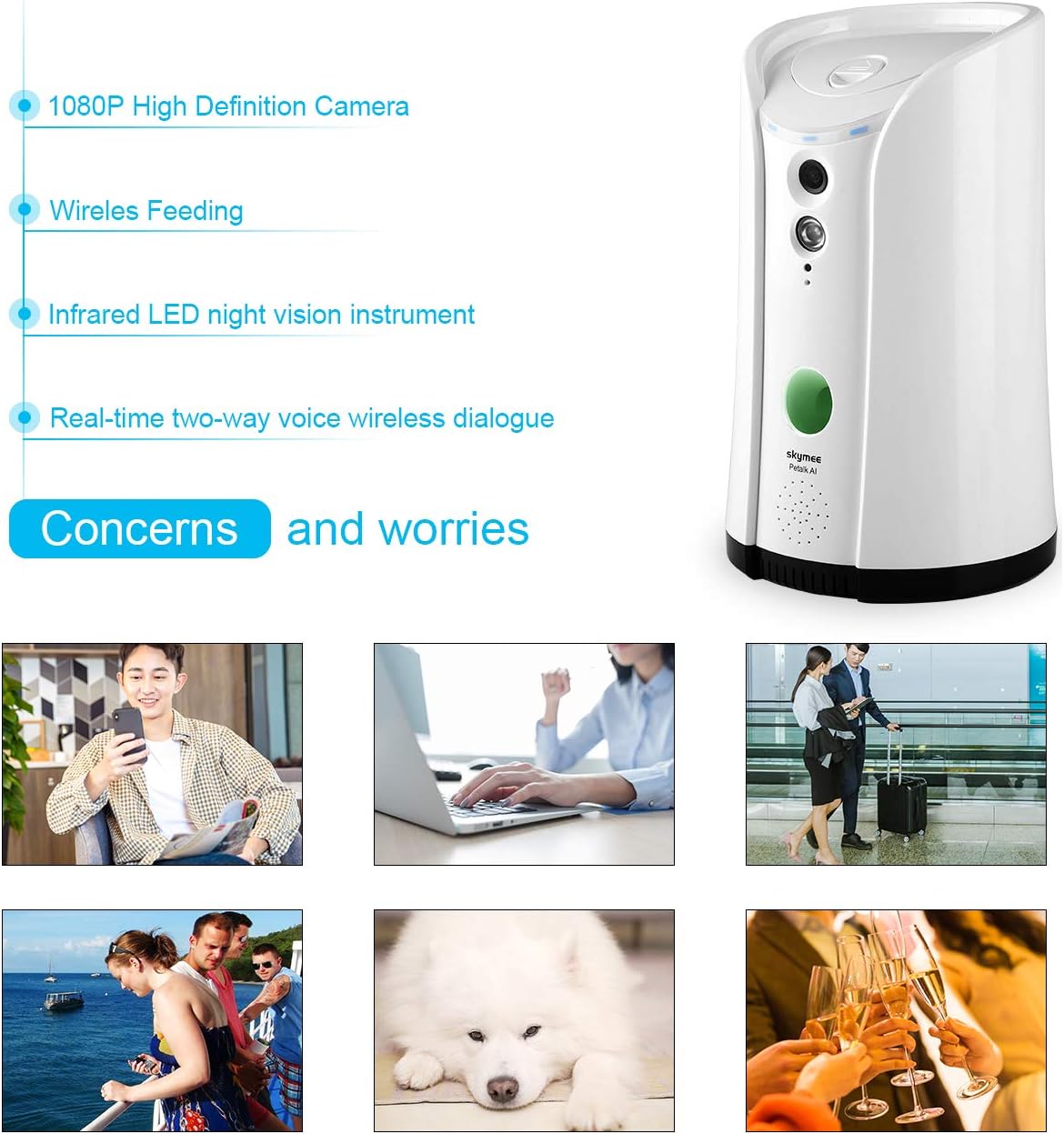 Dog Camera Treat Dispenser WiFi Full HD Pet Camera with Two-Way Audio and Night Vision O456
