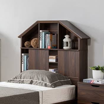 Dark Walnut Twin Bookcase Headboard P731977