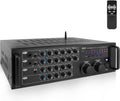 1000-Watt Portable Wireless Bluetooth Stereo Mixer Karaoke Amplifier System with Dual Mic W54474