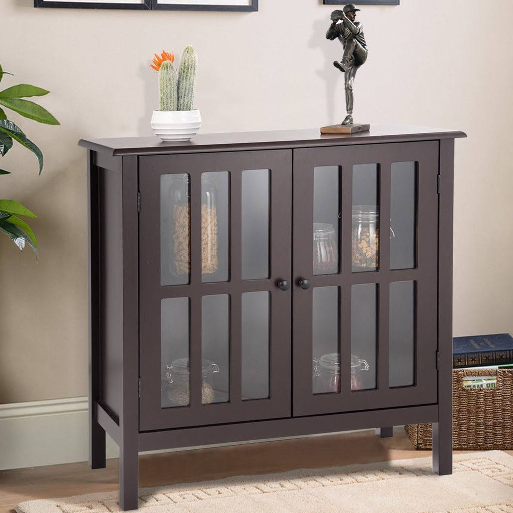 Brown Glass Door Sideboard Cabinet J70500