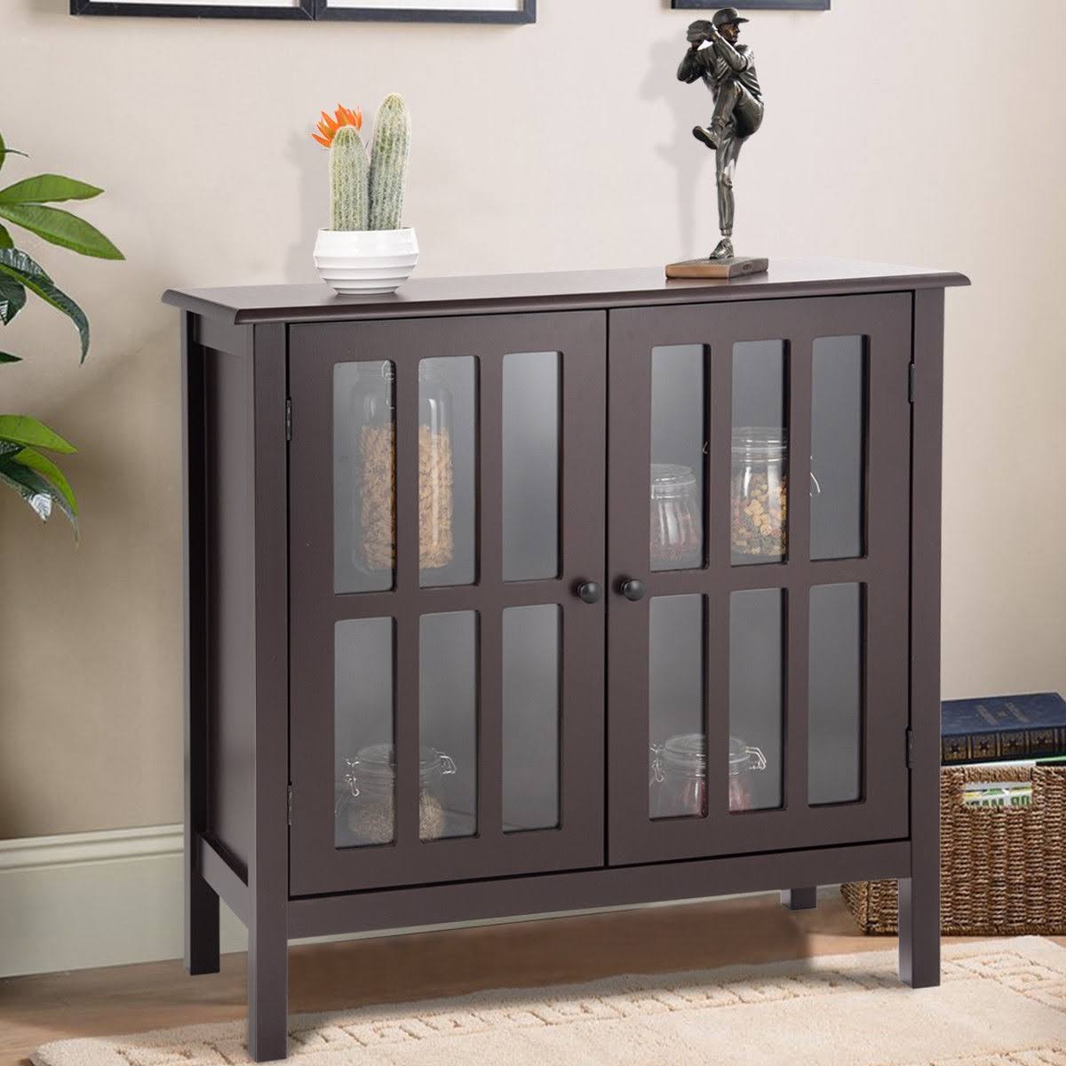 Brown Glass Door Sideboard Cabinet J70500