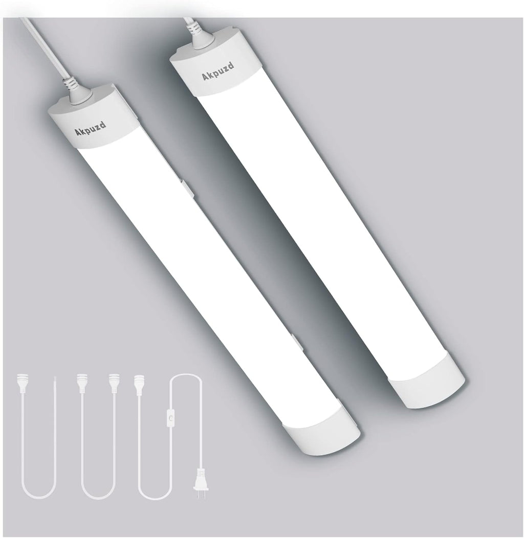 Under-Counter Light Plug in, Waterproof Kitchen Lights Under Cabinet, 5000K 1700Lm 16W 1.4FT Plug in Lights for Ceiling with Switch, Linkable LED Tube Light for Workbench...(2PCS) Pack of 2 U164924