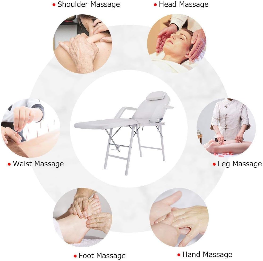 White 73 Inch Adjustable Folding Massage Table H591