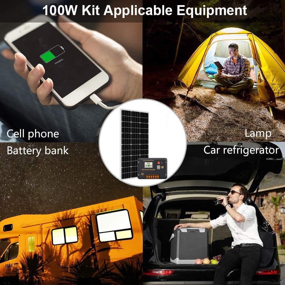 100 Watt 12 Volt Solar Panel Kit with Charge Controller and Mounting Brackets K9597