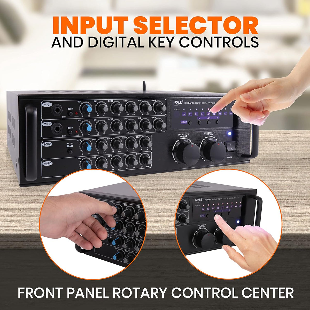 1000-Watt Portable Wireless Bluetooth Stereo Mixer Karaoke Amplifier System with Dual Mic W54474