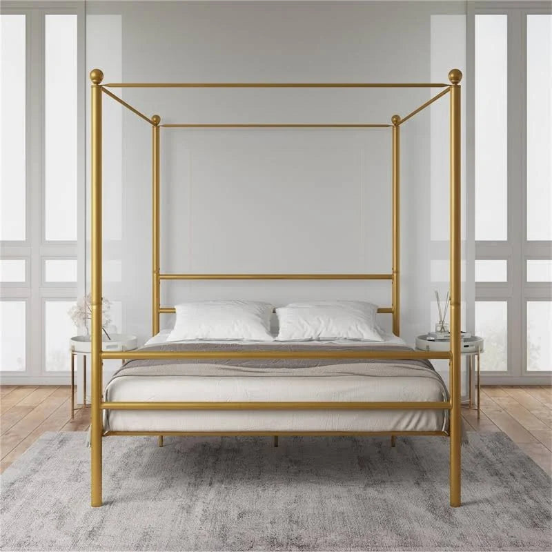 Full Gold Metal Canopy Bed Q6477