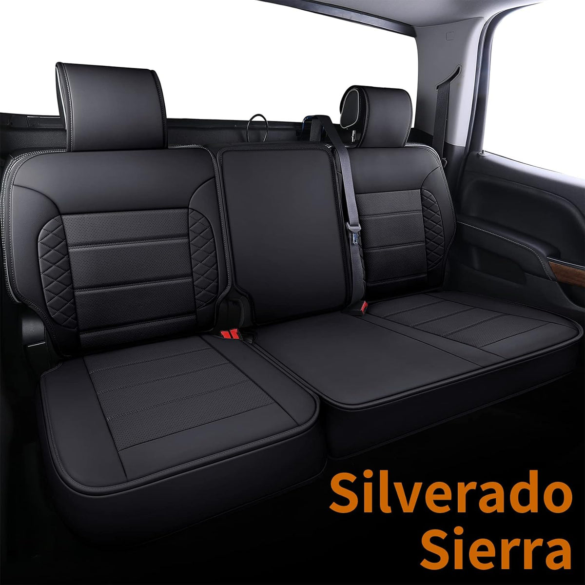 Black Faux Leather Seat Covers Full Set R316