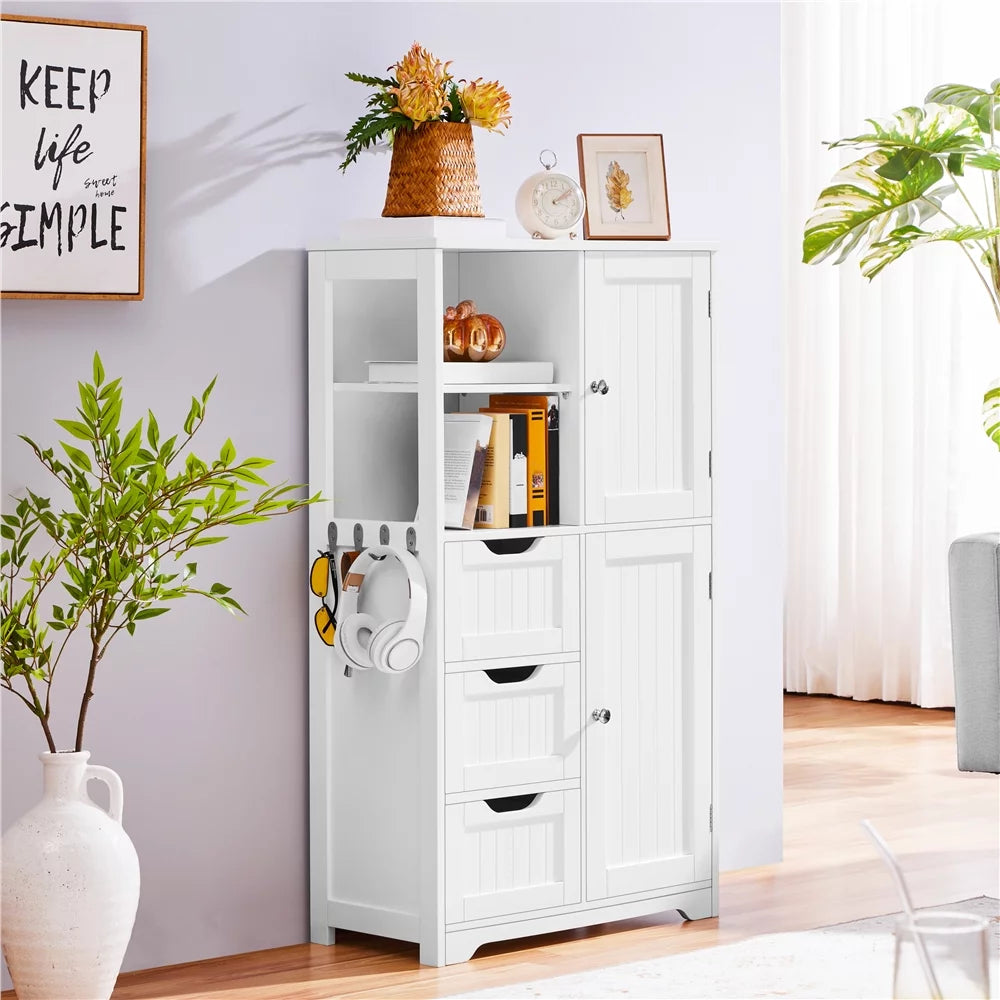 White 3 Drawer Wooden Bathroom Storage Cabinet M15469