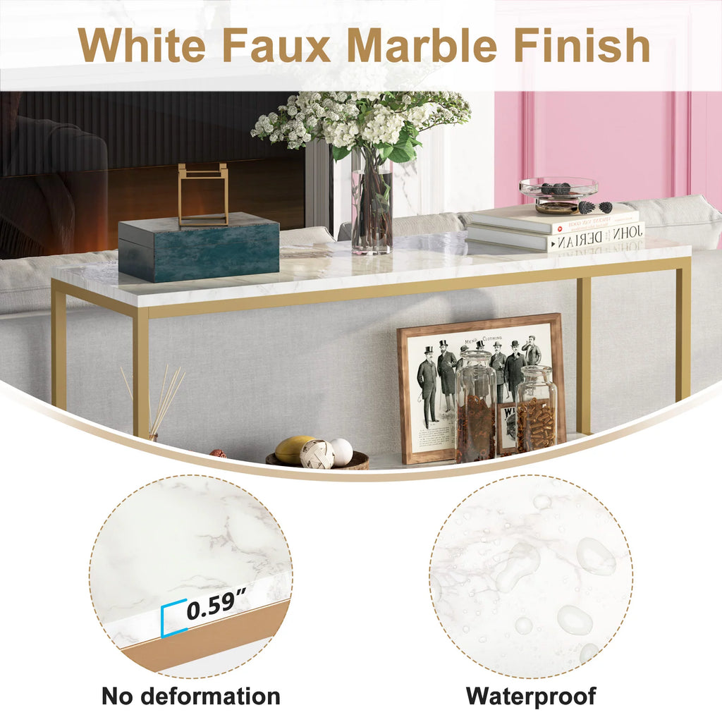 Gold Sofa Console Table with Storage Shelves F659485