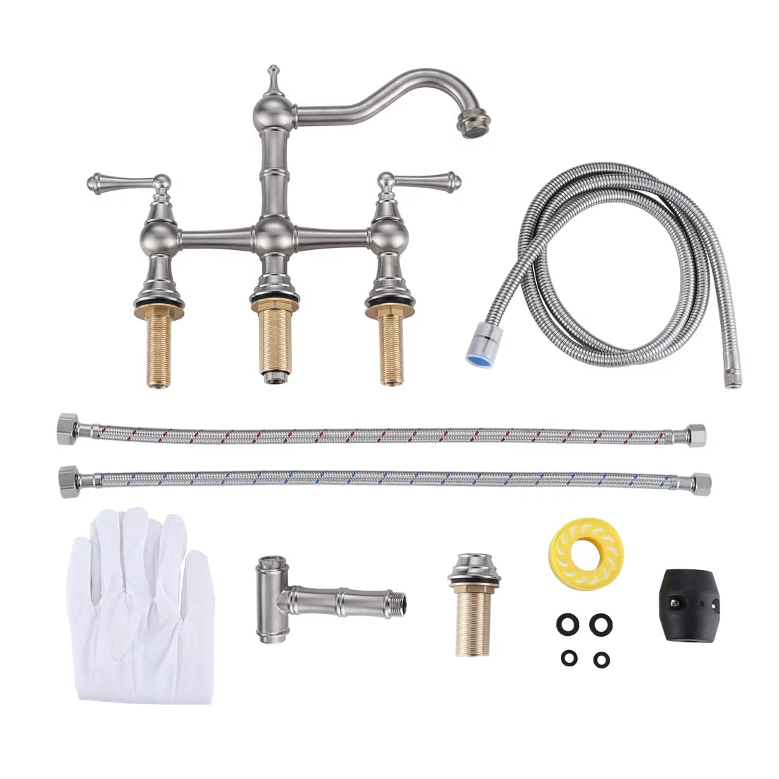 Brushed Nickel Kitchen Faucet with Side Sprayer S59412