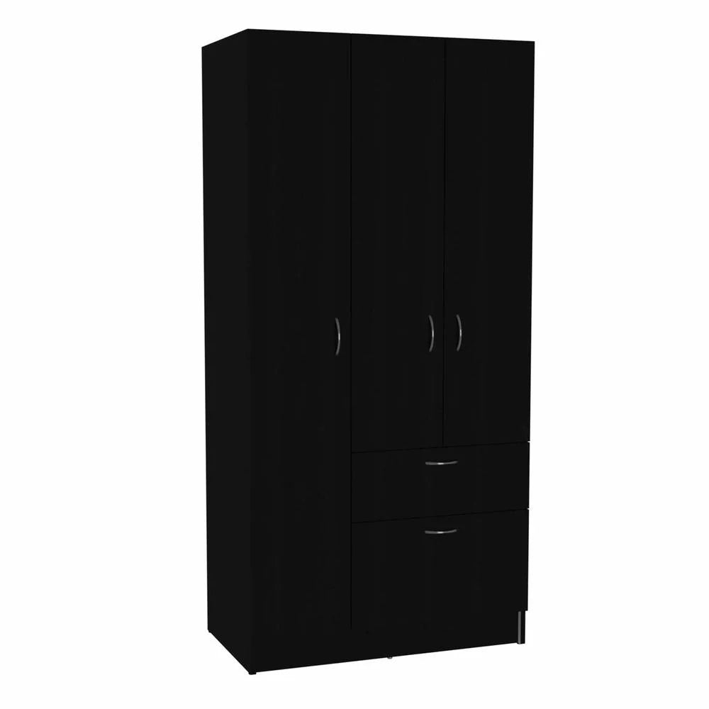 Modern Wood Armoire with Two Cabinets in Black/White Z287279