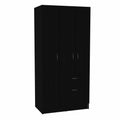 Modern Wood Armoire with Two Cabinets in Black/White Z287279