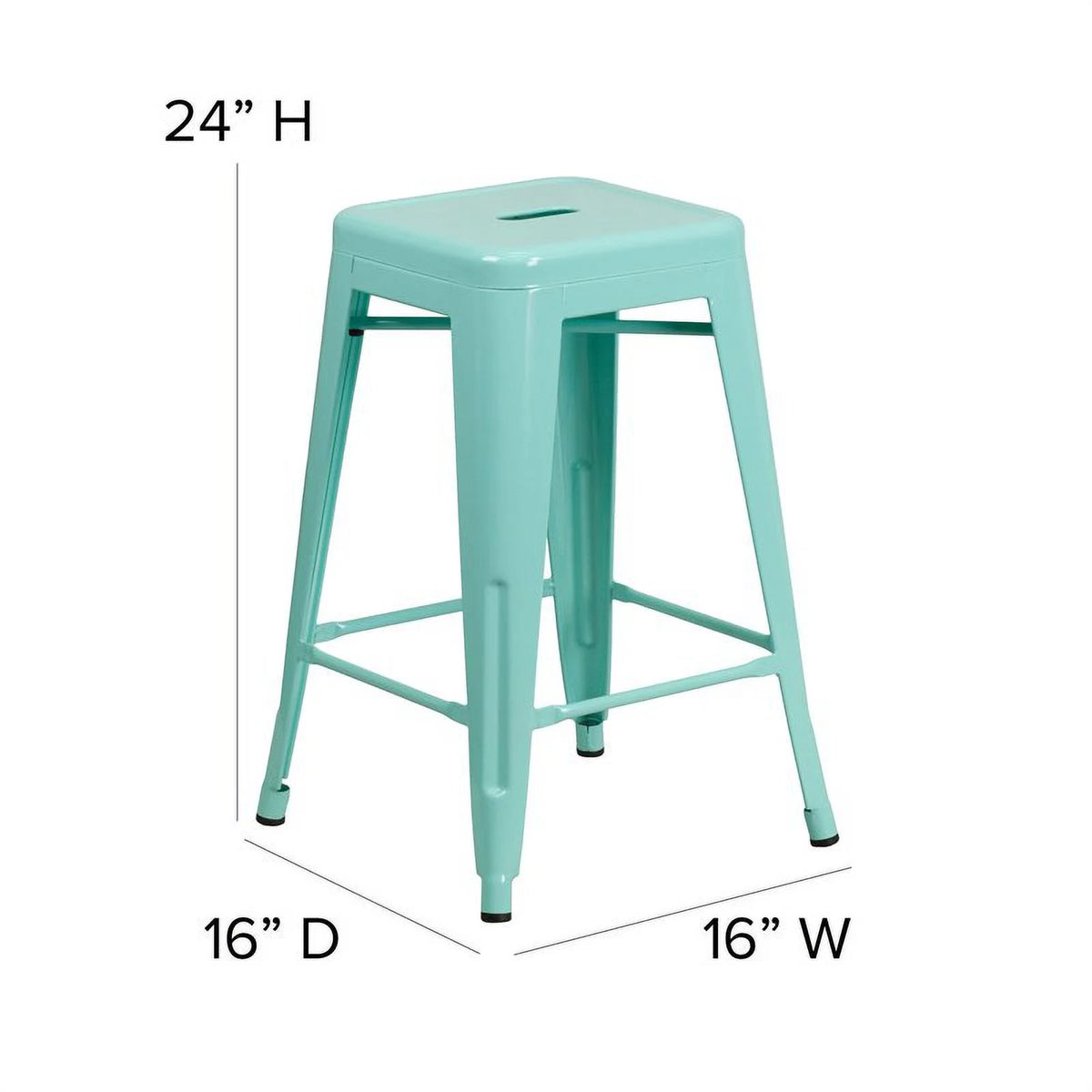 Mint Green Metal Backless Counter Stool Set of 3 L2054