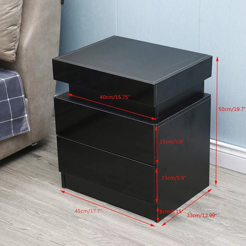 Black High Gloss 2 Drawer Bedside Table H733797