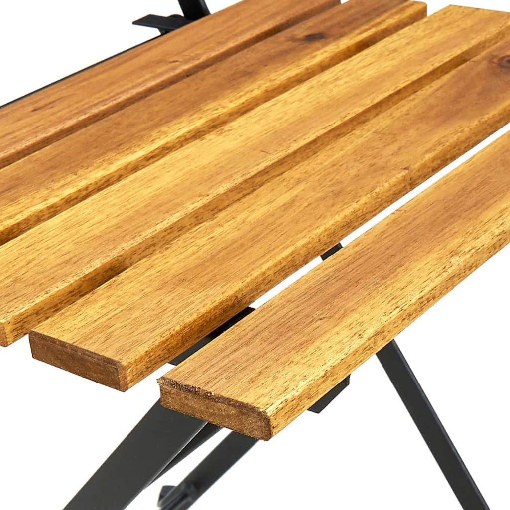 3 Piece Folding Bistro Set Acacia Wood Tabletop Steel Frame V57122