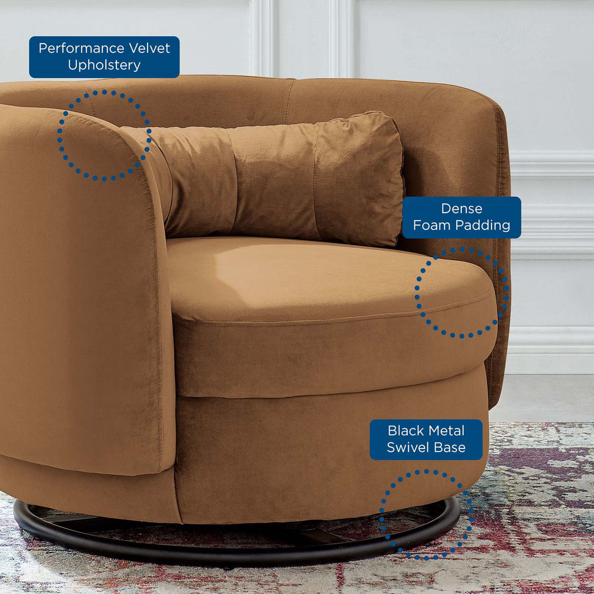 Black Velvet Swivel Chair X3321