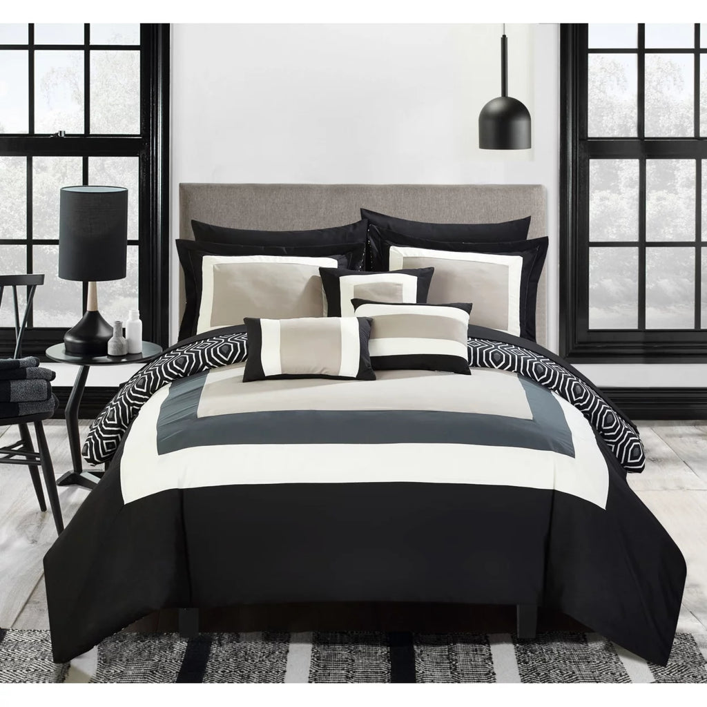 10 Piece Reversible Comforter Set Q9676
