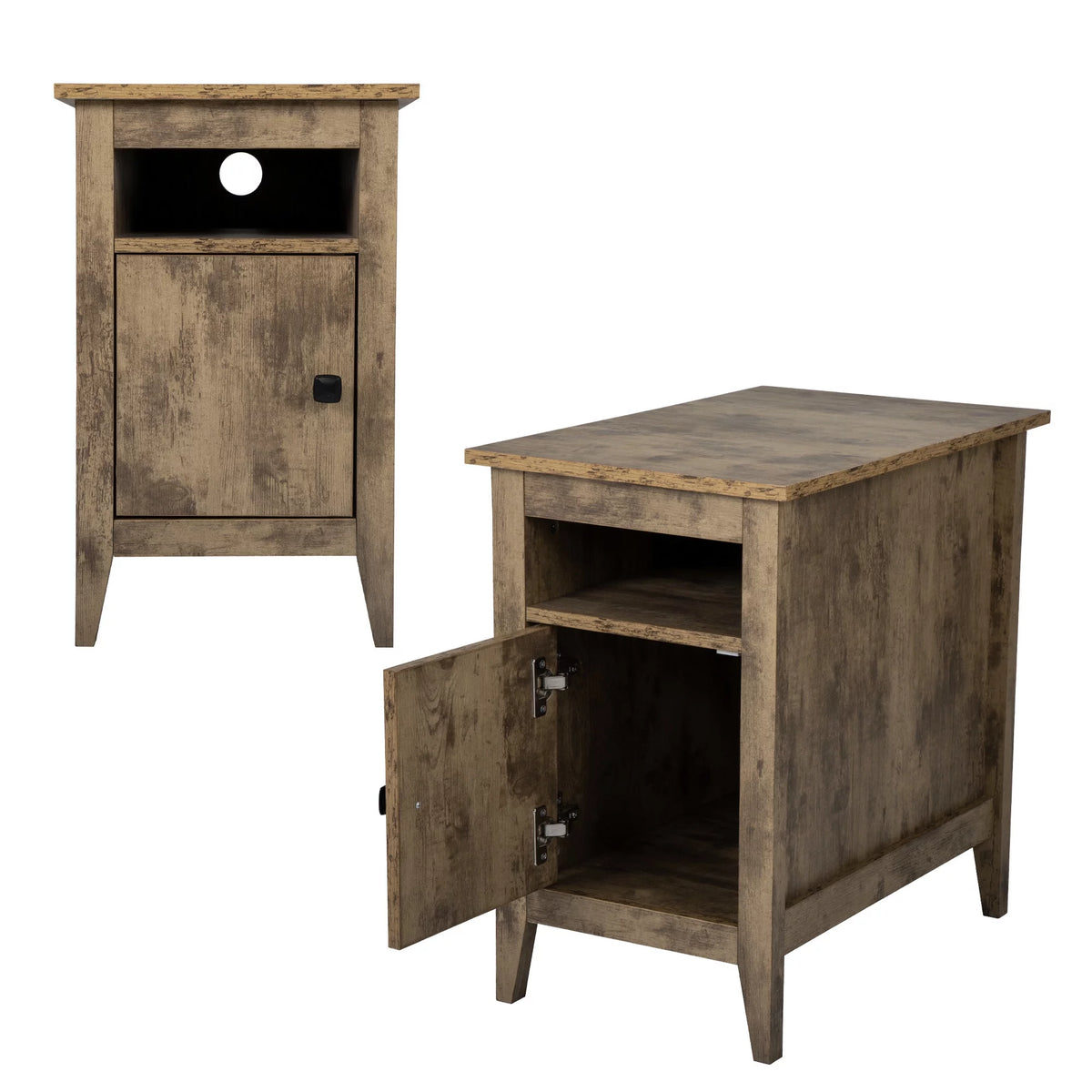 Set of 2 Wood Side Table with Cabinet and Shelf R520071
