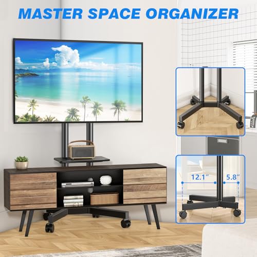 Rolling TV Stand with Laptop Shelf, Height Adjustable Mobile TV Cart for 32-75 Inch TVs P681