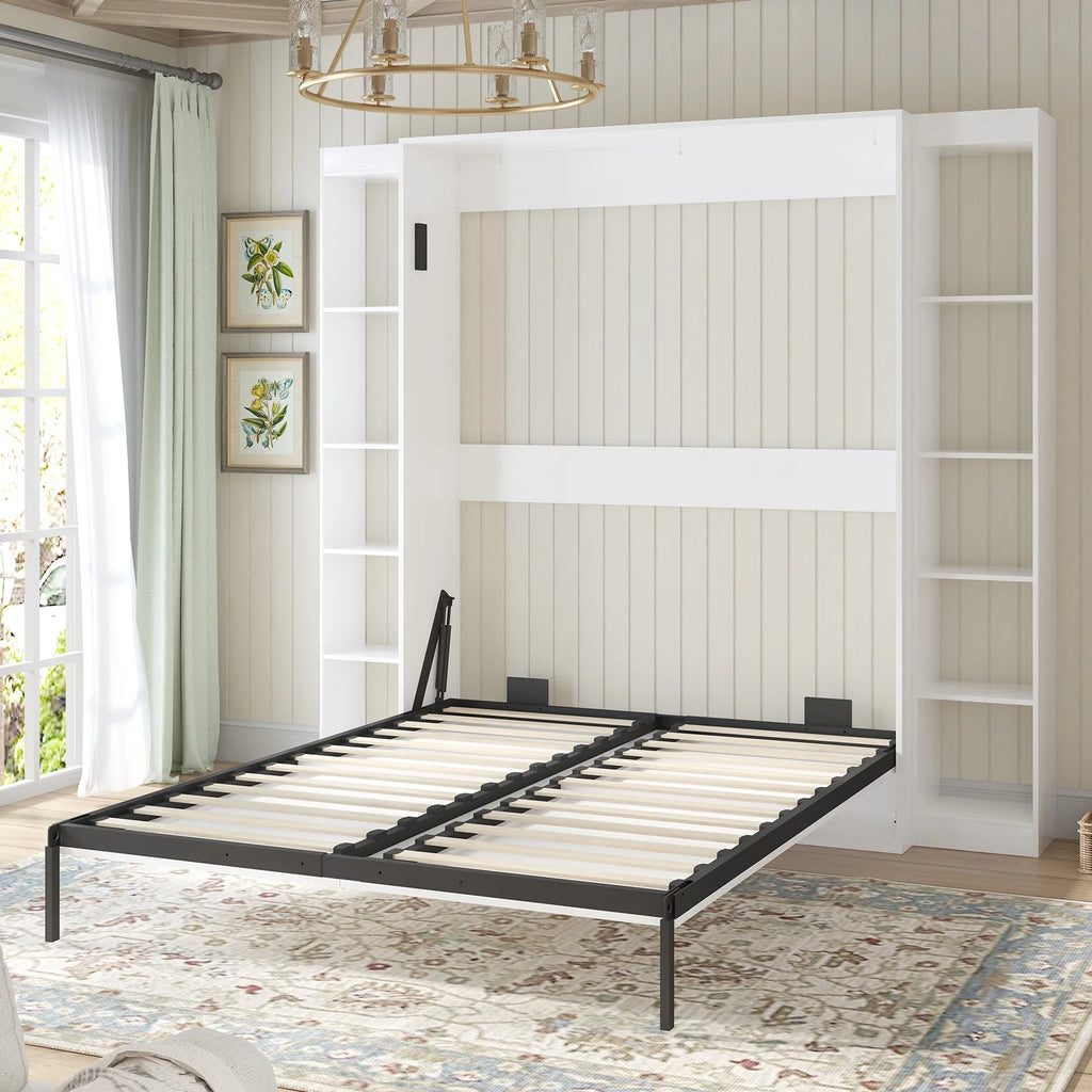 Foldable Murphy Bed with 2 Side Cabinets I52634