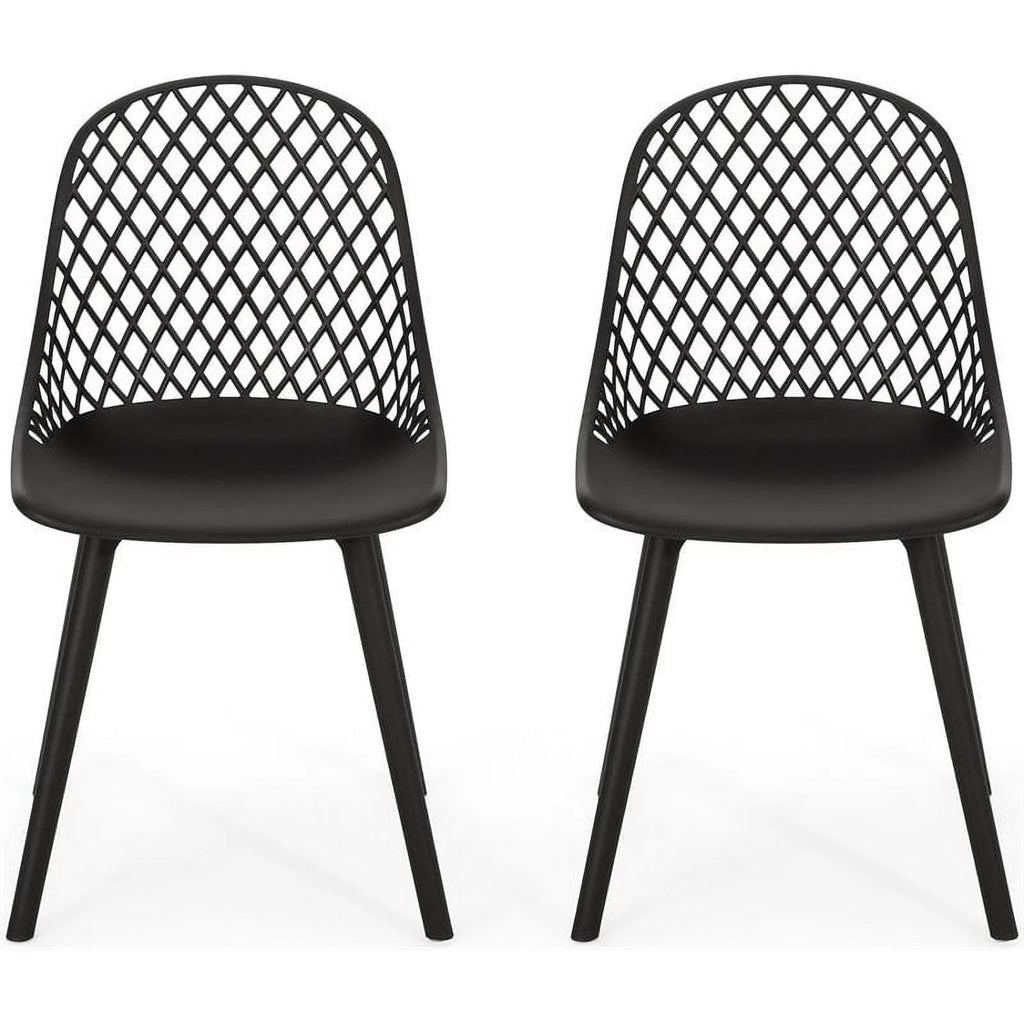 Black Plastic Patio Dining Side Chair Set of 2 S26205