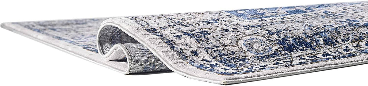 Gray Navy Blue Boho Rug Y858