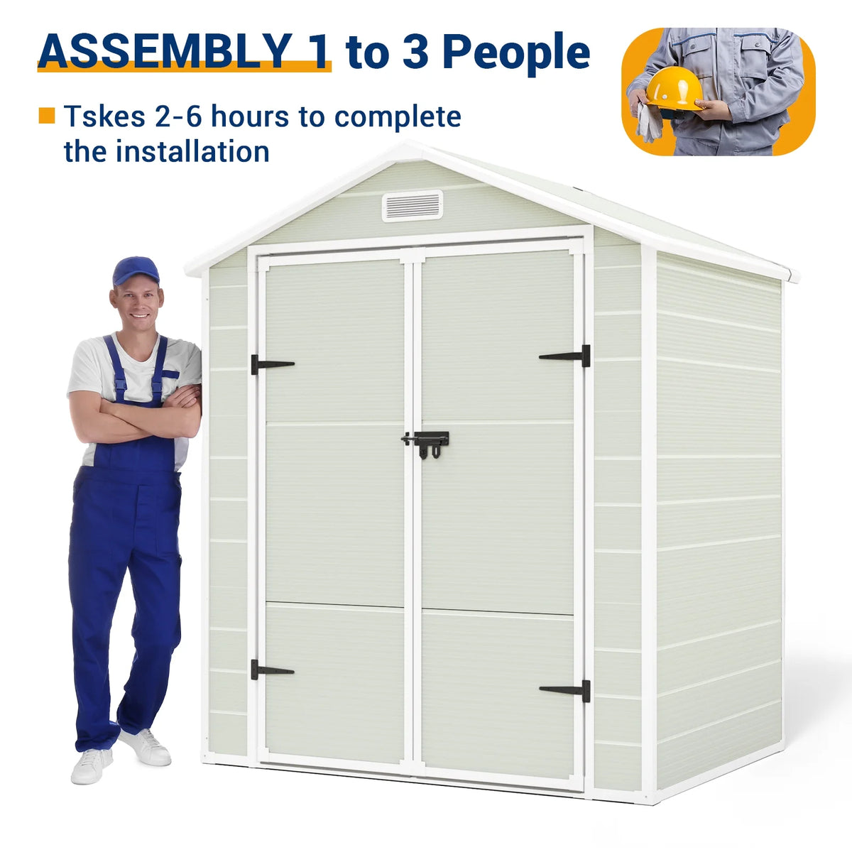6x4.5 FT Resin Outdoor Storage Shed with Lockable Door E912