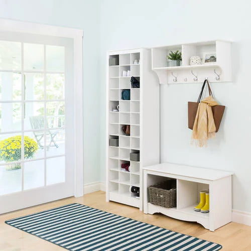 White Shoe Storage Cabinet with Cubbies for 36 Pairs D18995