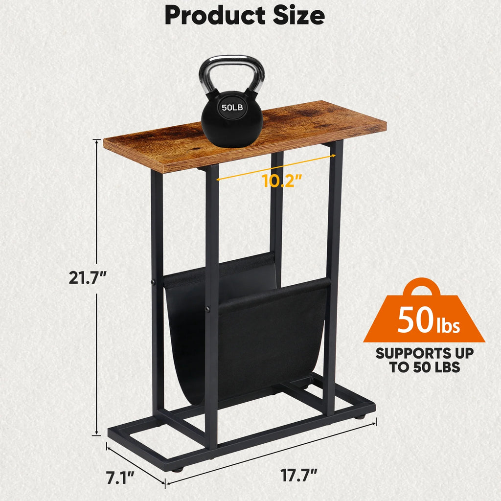 Narrow Metal Side Table with Storage Holder G634168