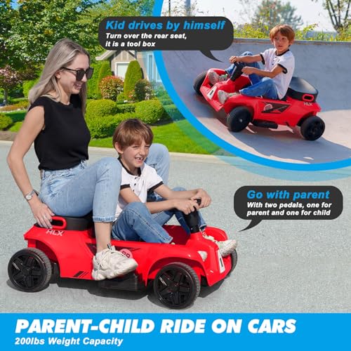2-Seater Kids Ride On Car Go Kart with Remote Control, 3 Speeds, Red Y432