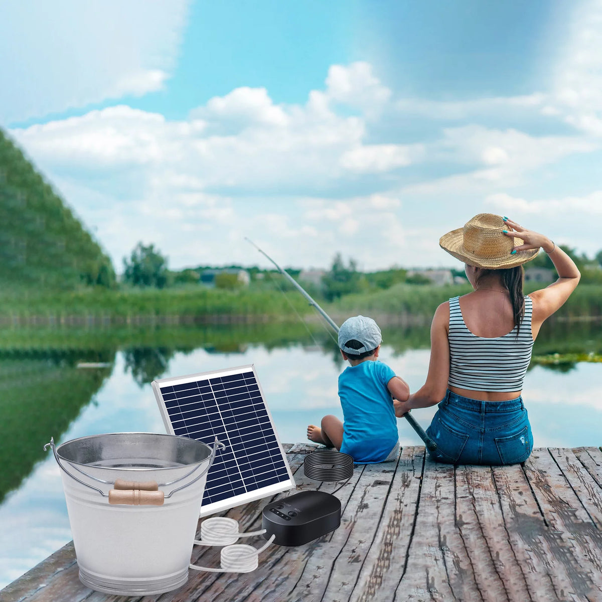 10W Solar Pump Aquarium Aerator with Air Stone Bracket K16234