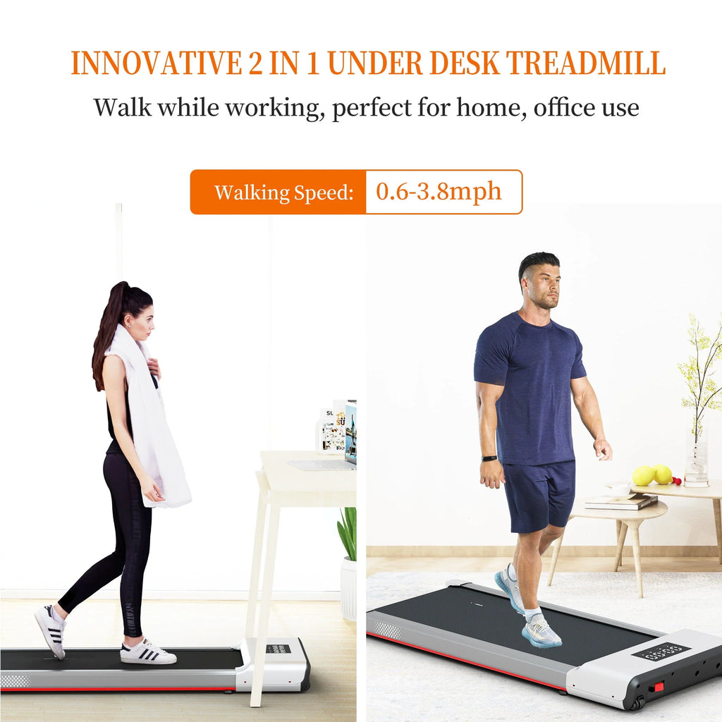 White Portable Under Desk Treadmill S199