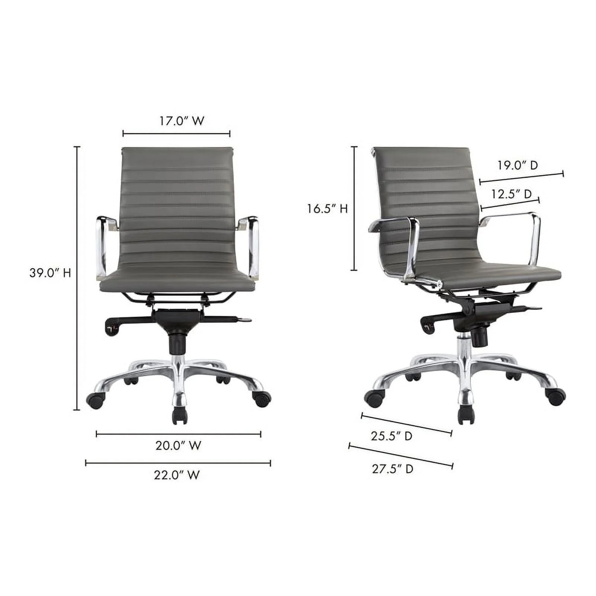 Gray Faux Leather Swivel Office Chair F8447