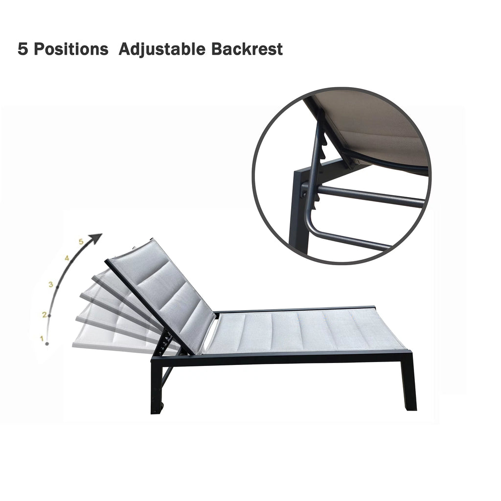 Five-Position Adjustable Aluminum Chaise Lounge Chair T983