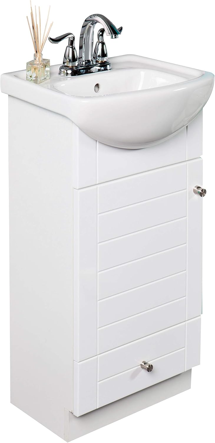 Small White Bathroom Vanity Cabinet and Sink Q371339